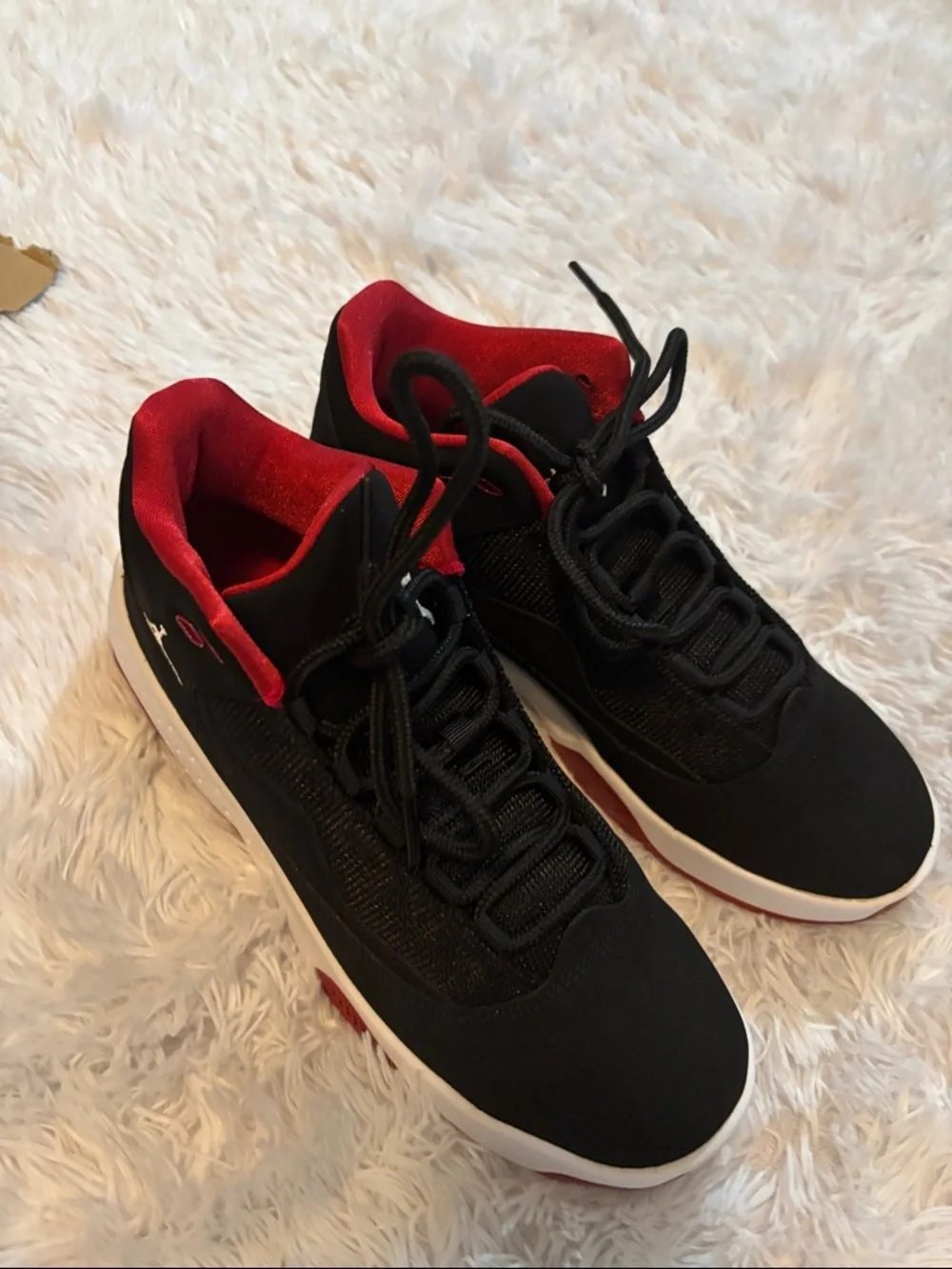 Jordan Black and Red Low-Top Basketball Sneakers